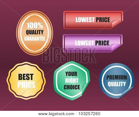 collection of sale and discount stylied banners stamp. Stickers best sale, top price and premium qua