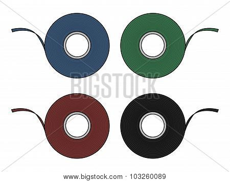 Blue, green, red, black insulation tape set