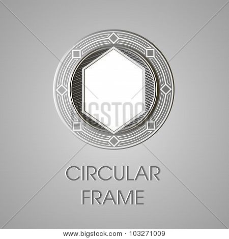 Vector metal circular frame for text. Text box. Round
