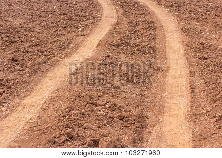Track Wheel On The Ground. Wheel Truck That Left Traces On The Ground.