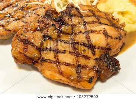 Chicken Steak With A  In Selective Focus