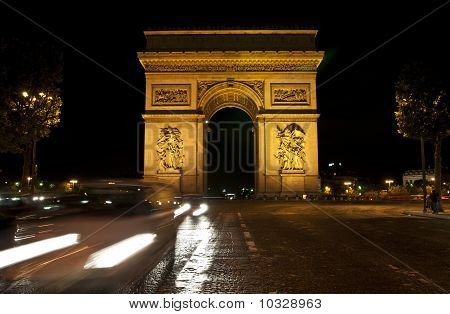 Natt Paris Arc de Triomphe