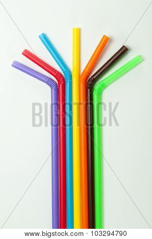 Colorful drinking straws isolated on white background.