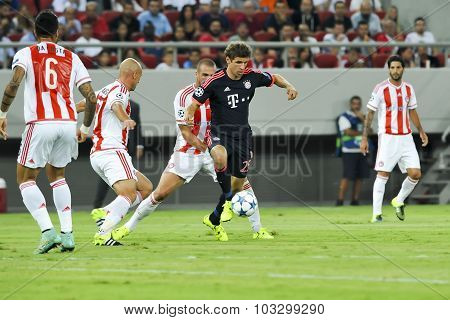 Thomas Muller During The Uefa Champions League Game Between Olympiacos And Bayern, In Athens, Greece
