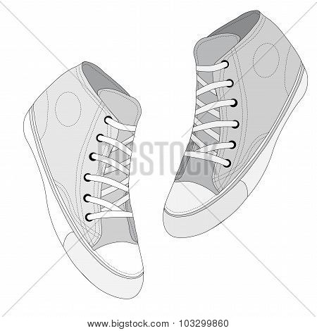 Classic sneaker sketched, Vector