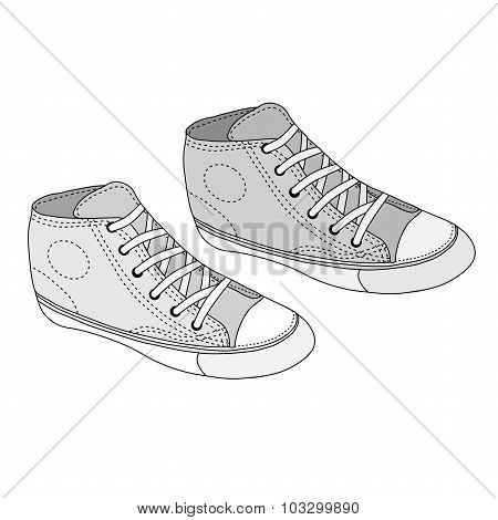 Classic sneaker sketched, Vector