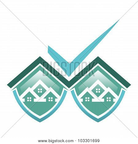 Logo check home blue icon abstract