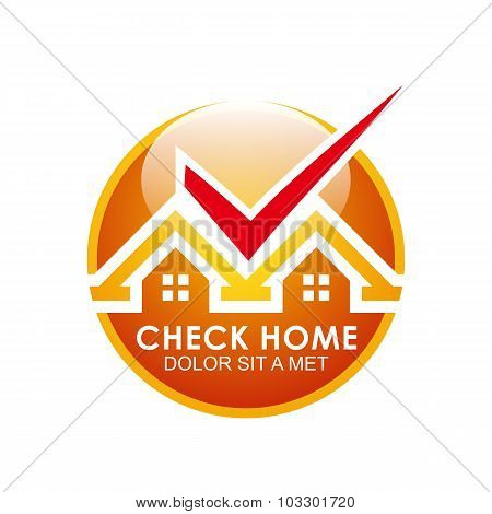 Logo check home blue icon abstract
