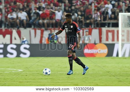 David Alaba During The Uefa Champions League Game Between Olympiacos And Bayern, In Athens, Greece.