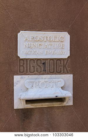 Vatican Embassy Mailbox  In The Holy Land. Jaffa, Israel