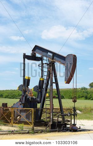 Oil well in Ayoluengo de la Lora, Burgo Province, Castilla Leon, Spain.