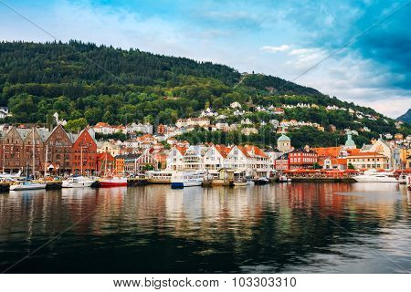 Cityscape of Bergen, Norway. Architecture Background