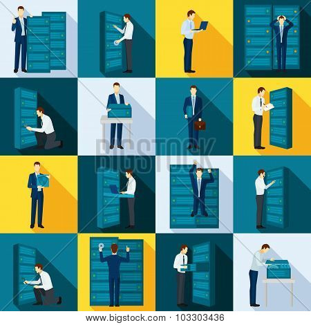 Datacenter Flat Icons Set