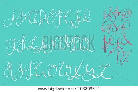 Vector Handwritten Pointed Ink Pen Font