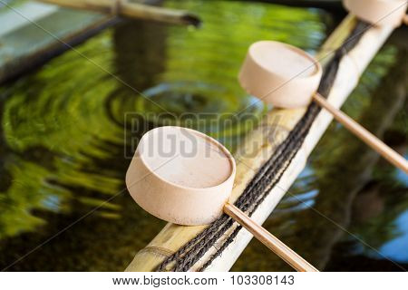 Traditional bamboo water scoop