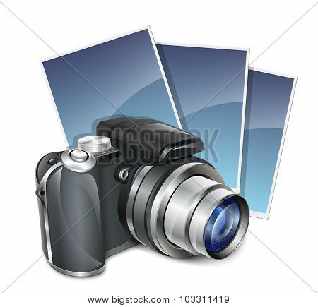 Photo Camera And Photos. Vector Illustration