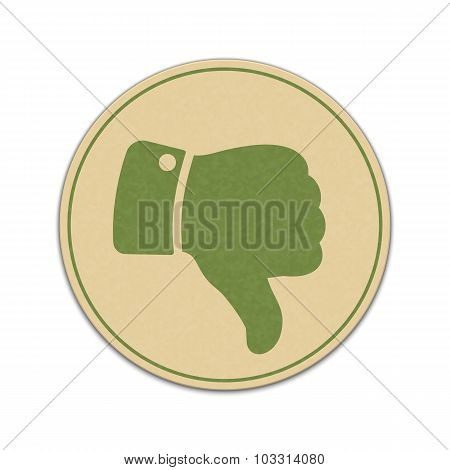 Paper Thumb Down Sticker Isolated On White Background