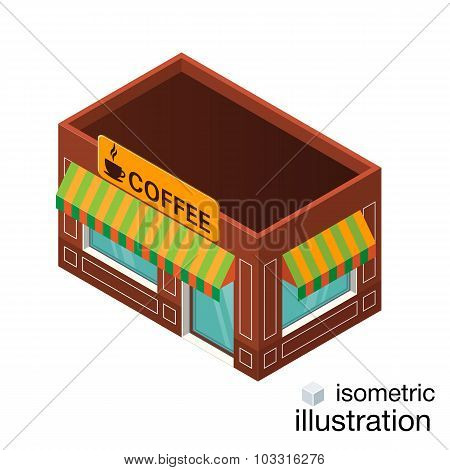 Vector Isometric Cafe Building Icon