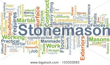 Background concept wordcloud illustration of stonemason