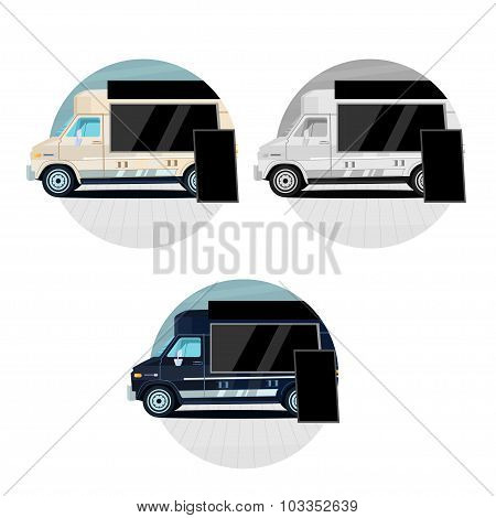 Machine Sale Of Food. A Place To Put The Menu. The Division Into Light And Shadow In A Flat Style.