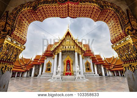 Wat Benchamabophit, the Marble Temple, in Bangkok, Thailand.