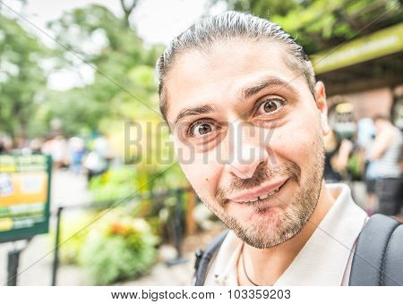 Young Man With Mental Desease Portrait
