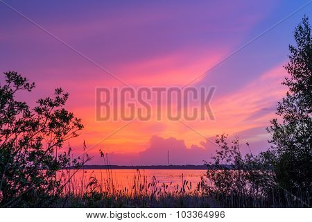 Sunset over water