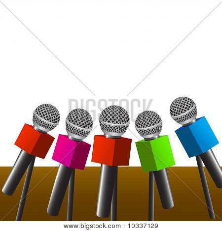 microfoni di notizie come intervista tv