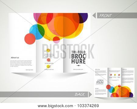 Glossy professional Trifold Brochure, Template or Flyer with front and inner page presentation for your Business.