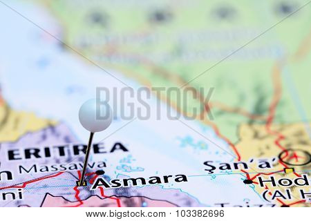 Asmara pinned on a map of Asia