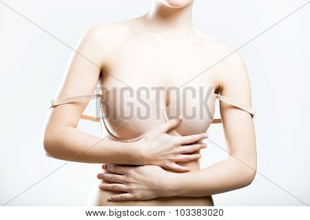 Young Woman With Droping Bra Strap, Temptation