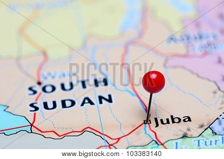 Juba pinned on a map of Asia