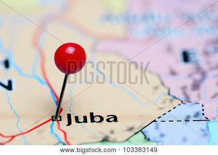 Juba pinned on a map of Asia