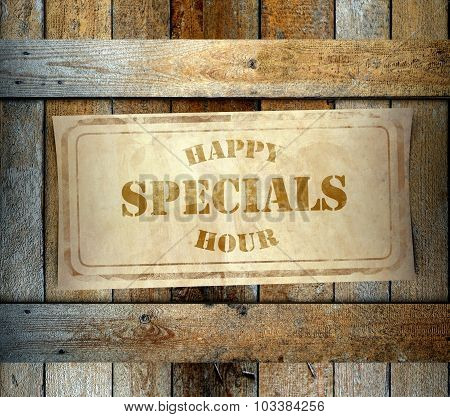 Stamp Special Happy Hour Old Wooden Box