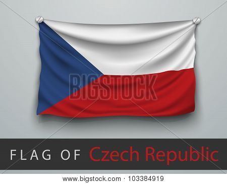 Flag Of Czech Republic Battered, Hung On The Wall