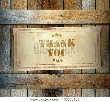 Stamp Thank You Label Old Wooden Box