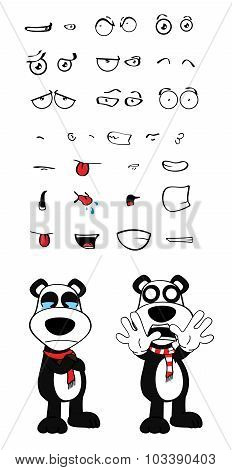 teddy panda bear cartoon set