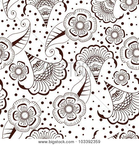 Abstract seamless background henna style. Abstract floral seamless pattern.