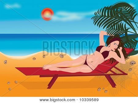 Dziewczyna Sunbathes