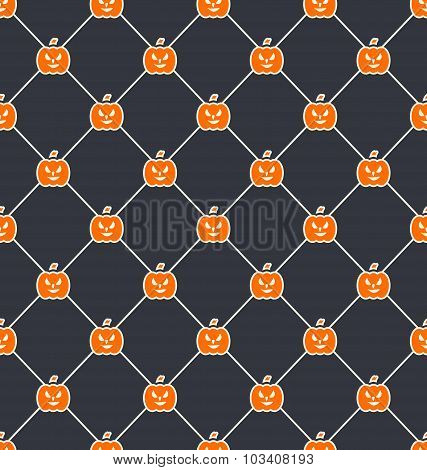 Seamless Texture with Carving Pumpkins
