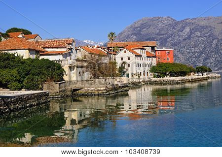 Small Town Of Prcanj Along The Bay Of Kotor, Montenegro