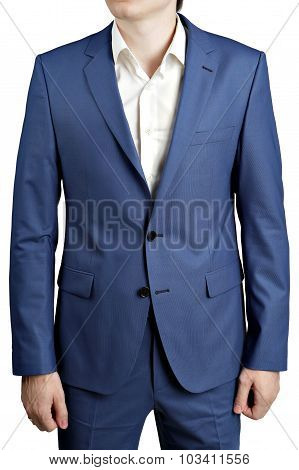 Ocean Blue Stain Elegant Suit, With Blazer With Two Buttons.