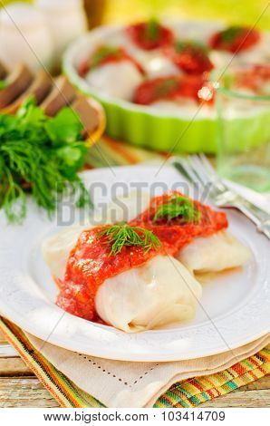 Cabbage Rolls With Tomato Sauce And Dill