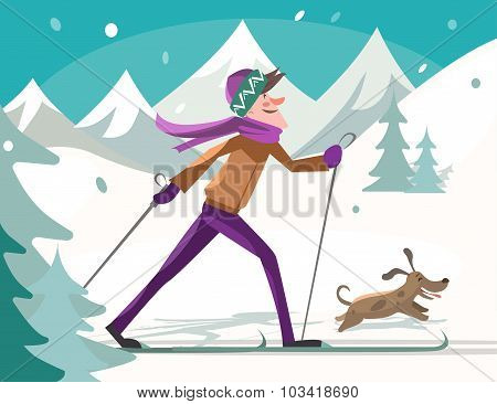 Skier With A Dog
