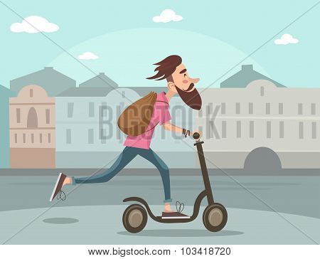 Young Man On A Scooter