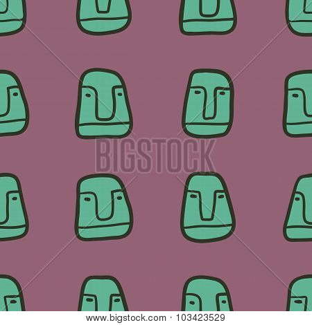 Hand Drawn vector Seamless Pattern With Cartoon Faces