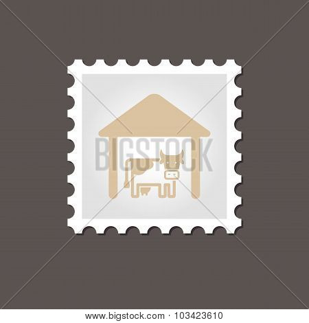 Cowshed stamp. Outline vector illustration