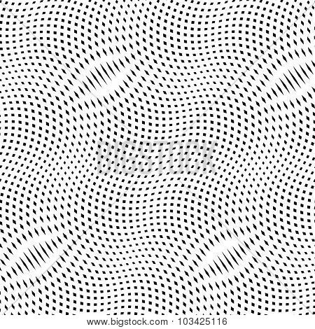 Optical illusion, moire background, abstract lined monochrome tiling. Unusual geometric pattern