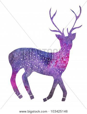 Galaxy deer. Hand-drawn cosmic deer.