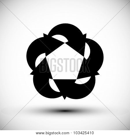 Five arrows loop conceptual icon, abstract new idea vector symbol.